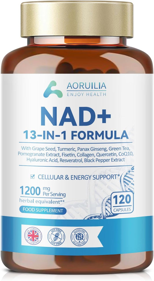 NAD Supplements 1200mg, NAD+ 13 in 1 Superior Antioxidant Blend with Max Absorption for Cellular Energy and Healthy Aging Support, 120 Capsules